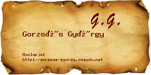Gorzsás György névjegykártya